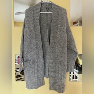 Aerie Fuzzy Grey Cozy Wool Oversized Knit Cardigan